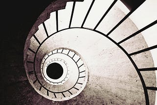 a staircase cycling down.