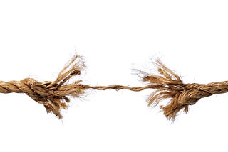 A fraying rope about to break